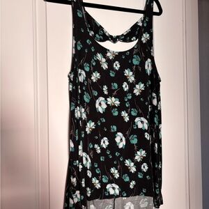 Torrid Black and Teal Floral Tank Top